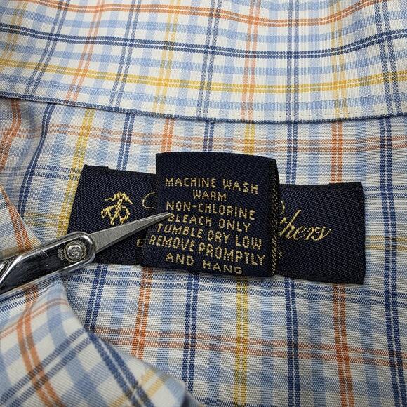 Brooks Brothers Shirt Mens Large Blue Plaid Short Sleeve Button Down Non Iron - Picture 16 of 16